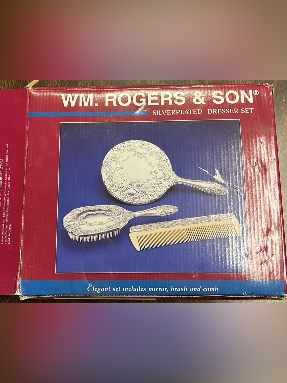 WM. Rogers & Son silverplated 3-piece dresser set